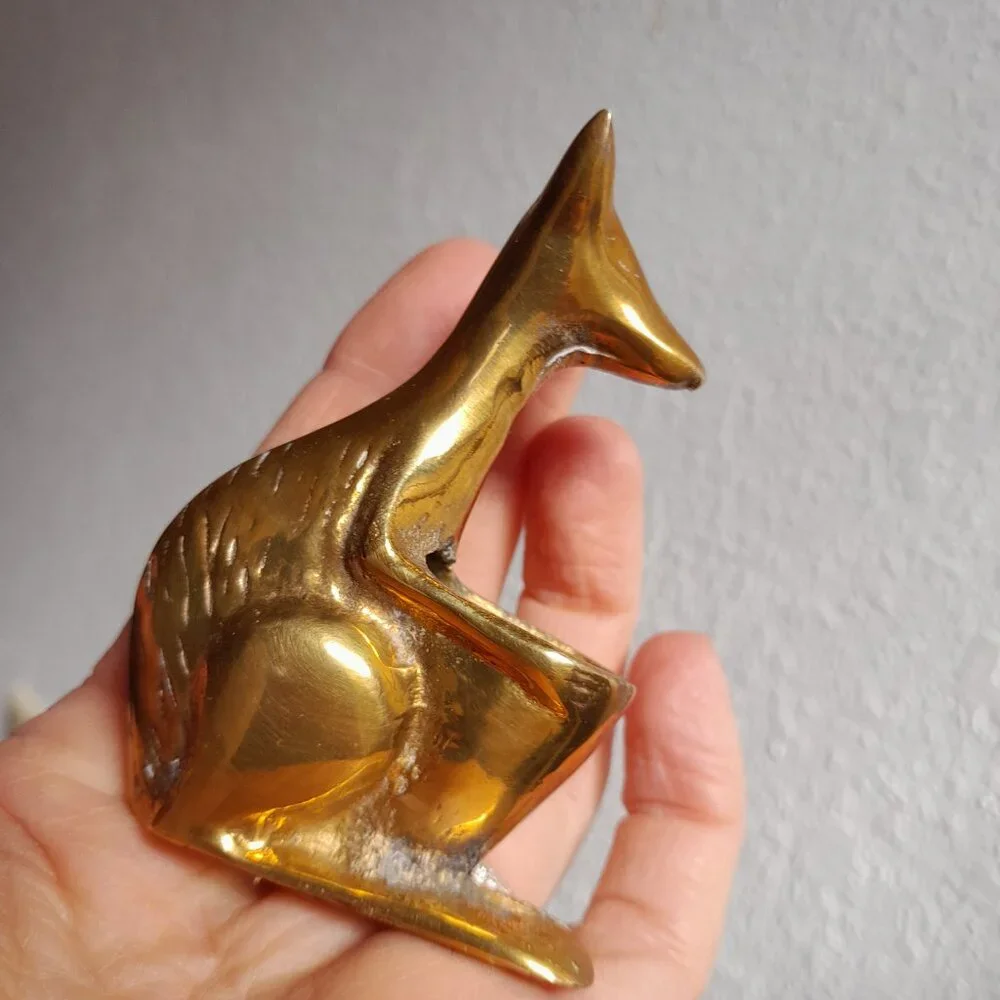 Vintage Brass Kangaroo 3" Incense Burner Miniature with Pouch Pocket Figurine - Picture 9 of 11